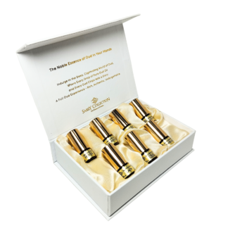 Oud Oils Perfume Box Silver 7 Variety Pure Agarwood Oil Dehn Al Oud