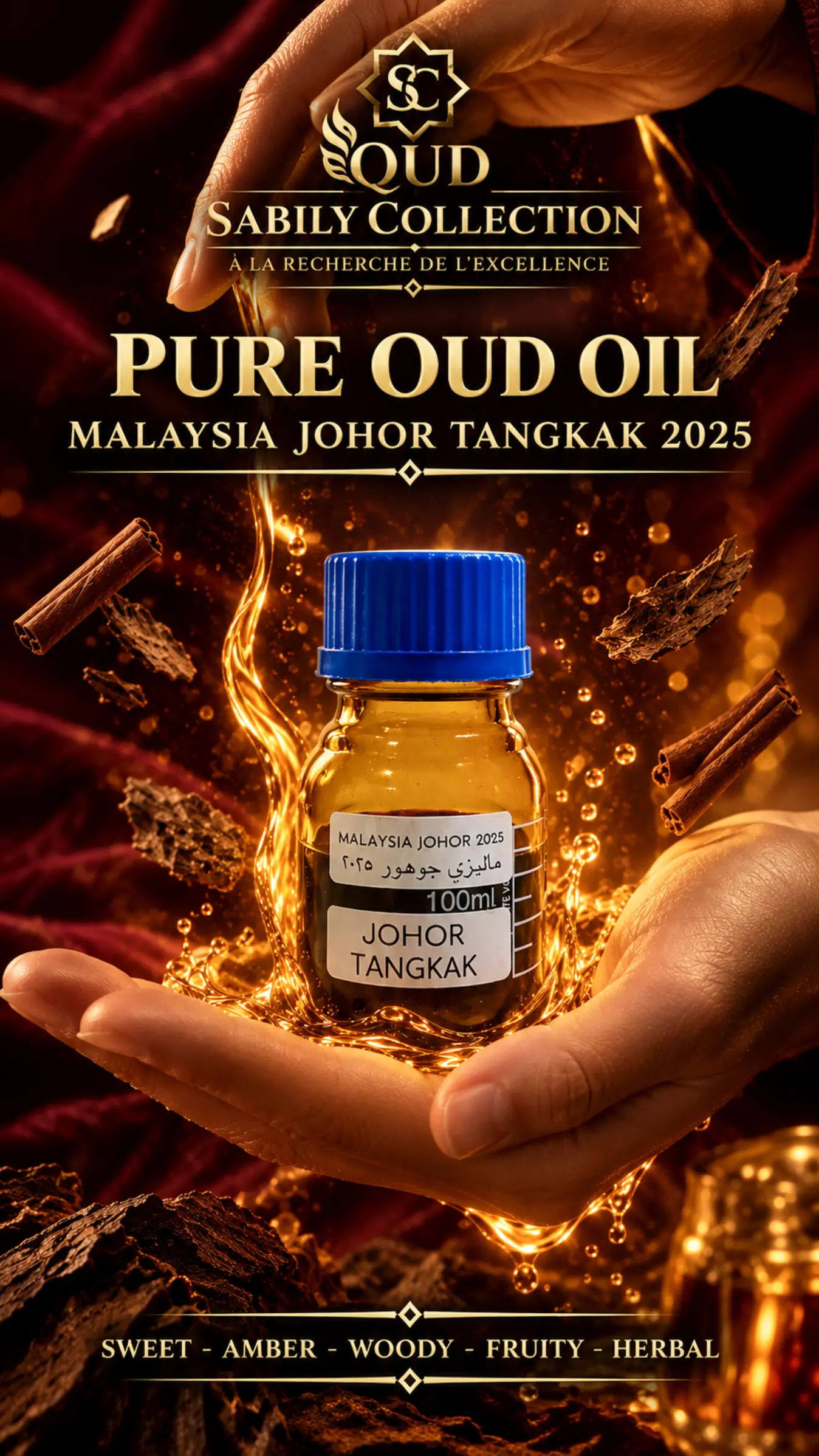 Huile de Oud Malaisie Johor Tangkak Âgée 2025 Pure Bois d’Agar Dehn al Oud Origine Malaisie – Image 2